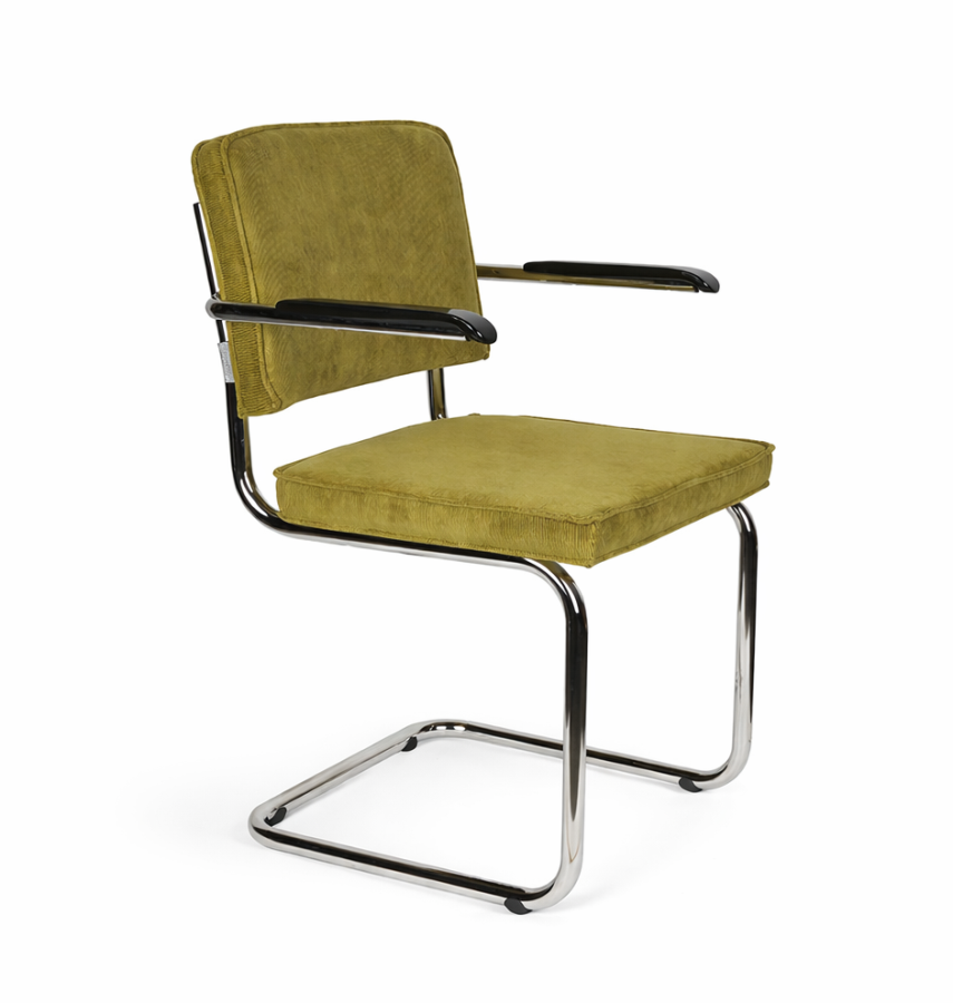 Zuiver Ridge Rib čalúnená stolička - Zelená, S podrúčkami